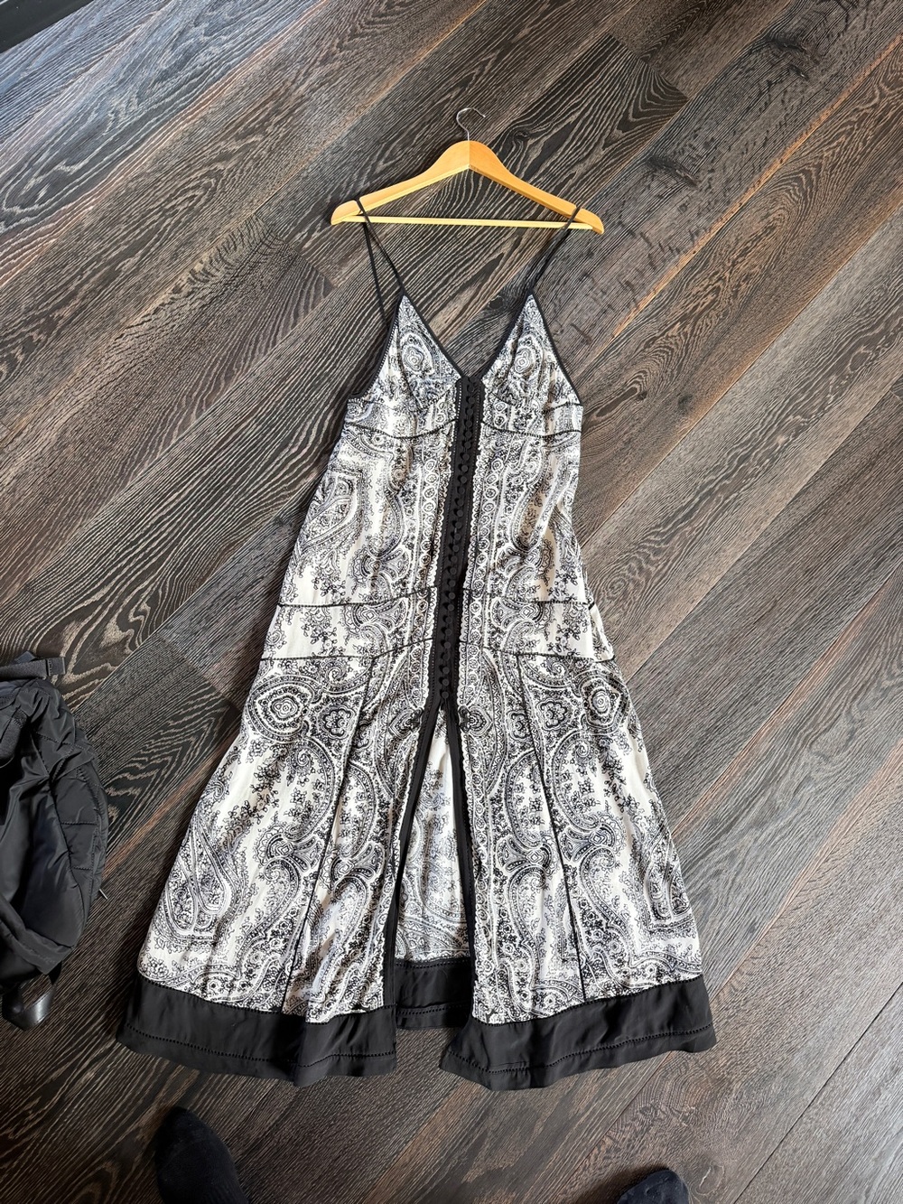 WORN ONCE - AllSaints Black and White Paisley Spaghetti-Strap Maxi Dress